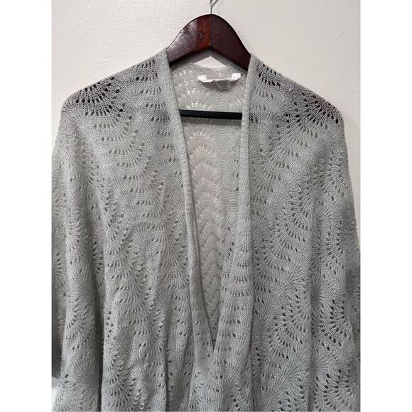 LC by Lauren Conrad Waterfall Open Knit Light Weight Gray Cardigan One Size - Picture 4 of 10